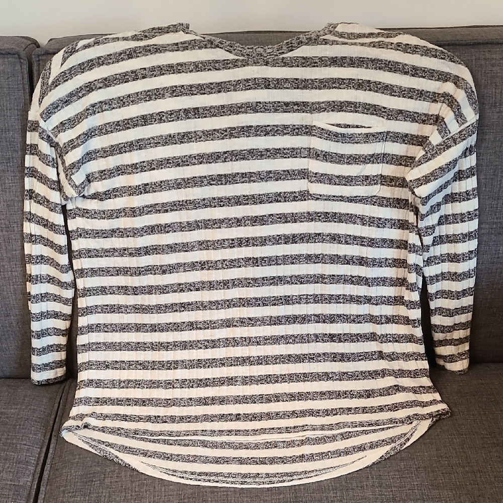 Merona Grey and White Striped Knit Top
